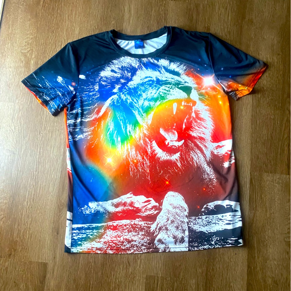 Multicolored Lion shirt.  Perfect for Leo season or if you just love Lions